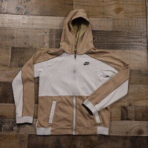 Nike Amplify Colorblock Full-Zip Hoodie Boys’ XL Tan White